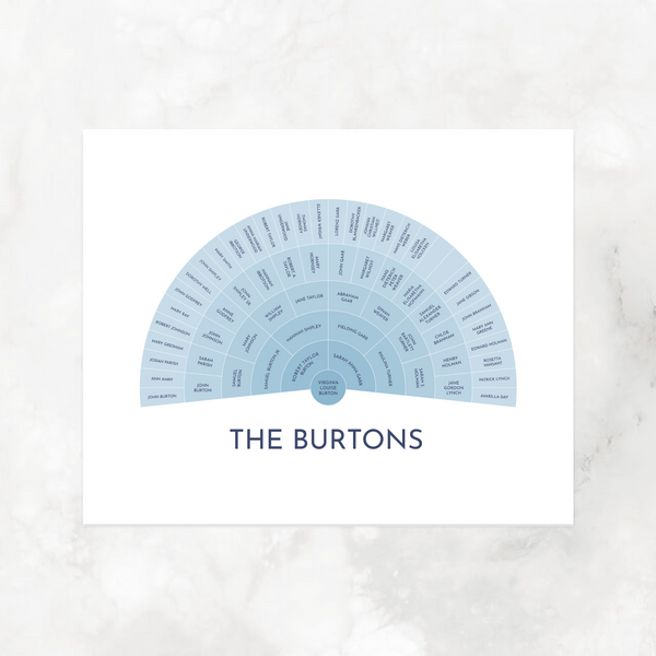 Blue Ombre: Ancestry Fan Chart