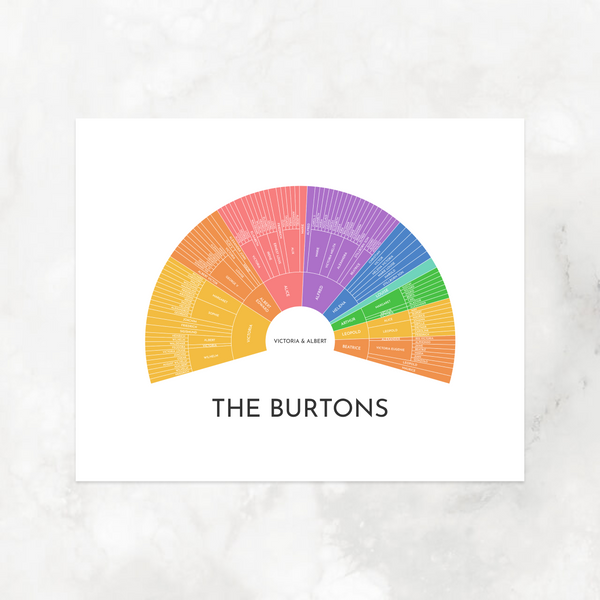 Bright Rainbow: Linked Descendancy Fan Chart