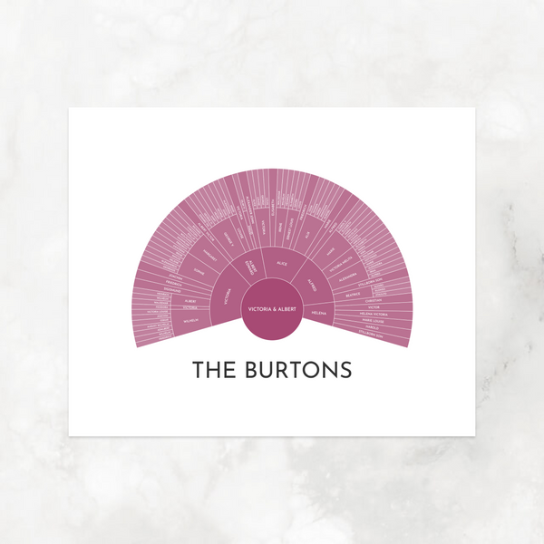 Mauve Ombre: Linked Descendancy Fan Chart