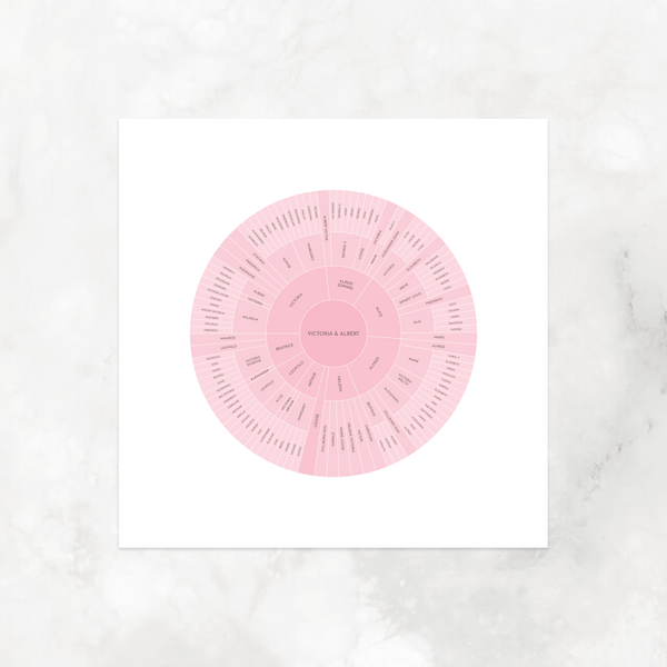 Pink Ombre: Linked Descendancy Circle Chart
