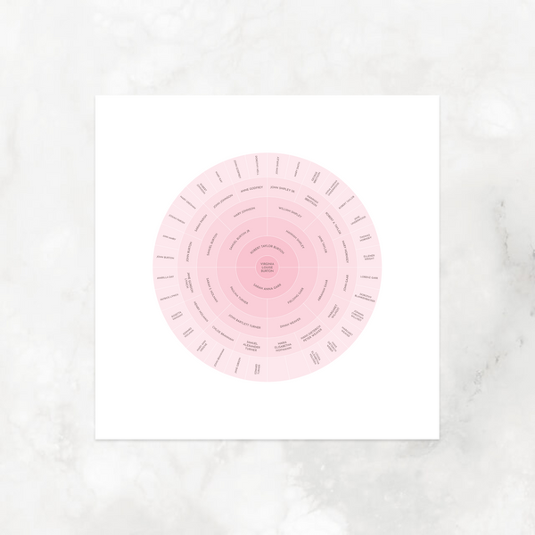 Pink Ombre: Ancestry Circle Chart